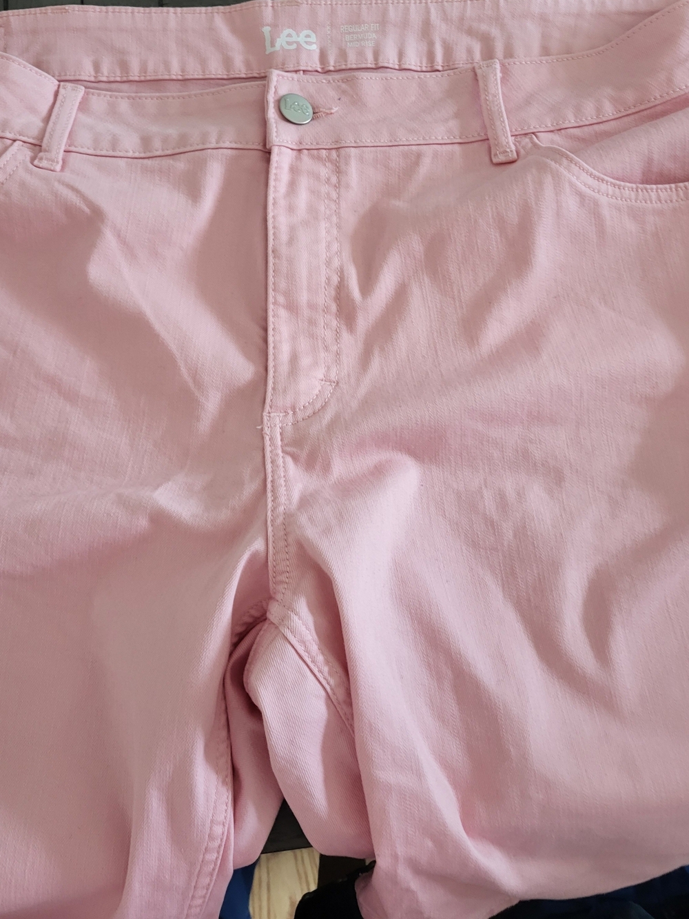 Lee Pastel Pink Mid-Rise Bermuda Shorts